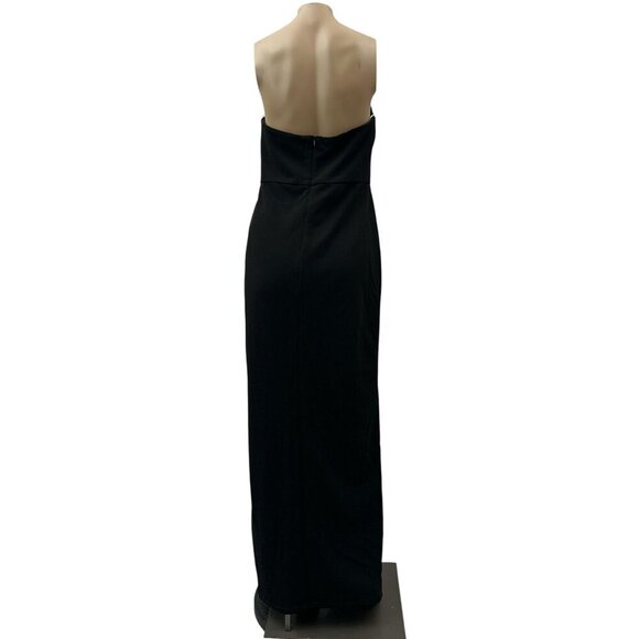 Lulus Womens Maxi Dress High Split Ruffle Side Back Zipper Strapless Black L - Picture 4 of 13